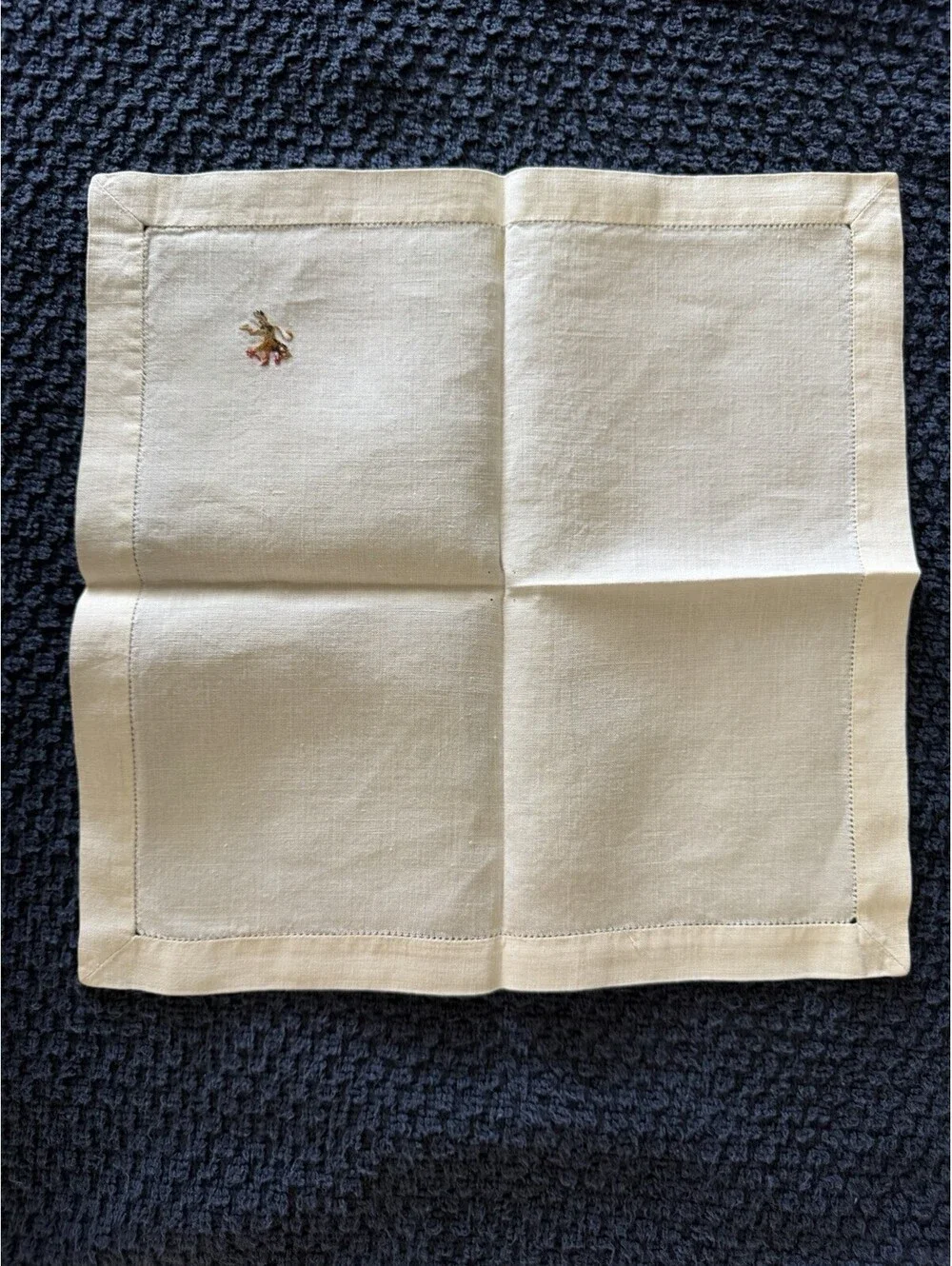 Rampant Lion Embroidered Napkin Handkerchief 10” Square